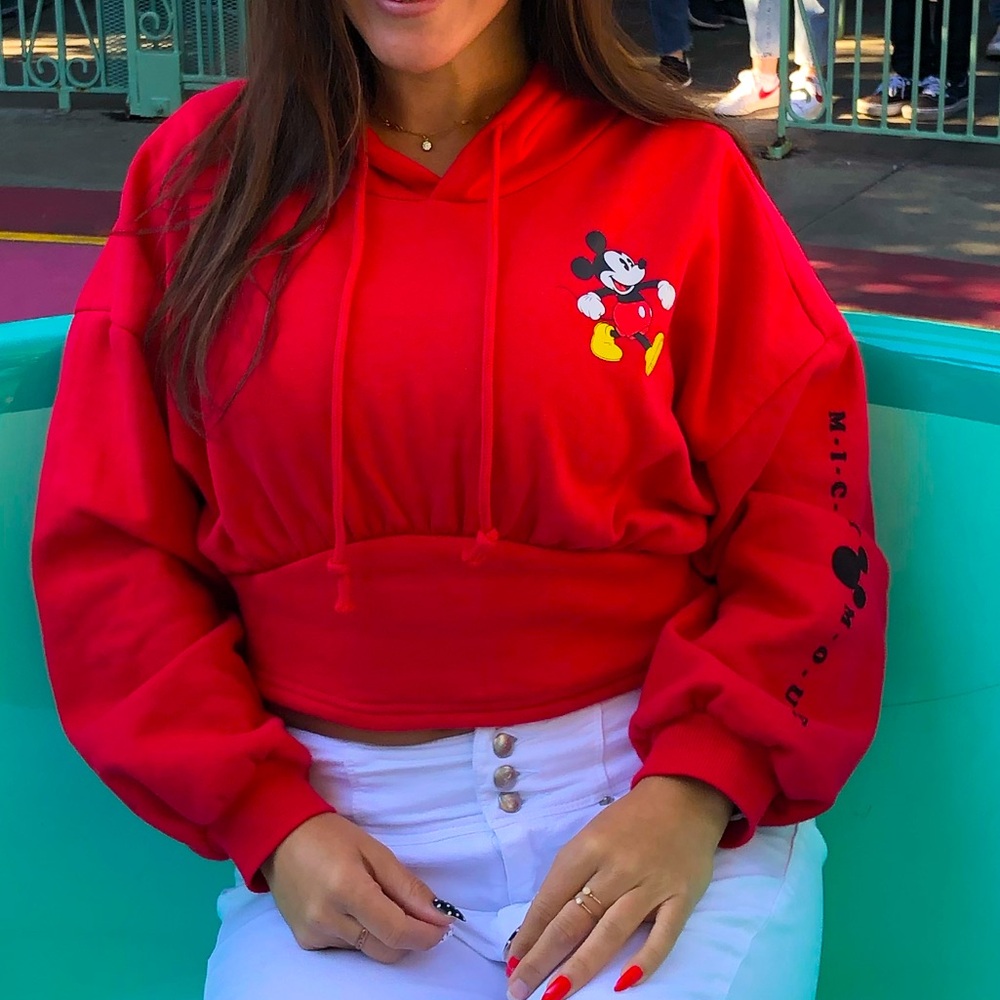 Disney Mickey red crop hoodie sweater